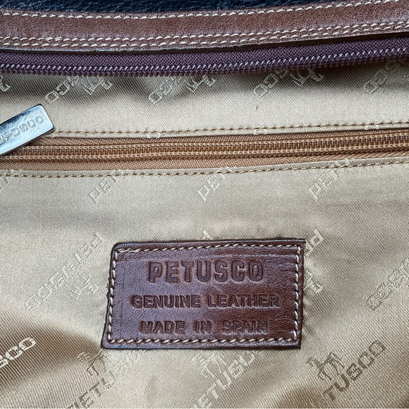 Petusco Made In Spain Black & Brown Gold Lining Genuine Leather Bag! - Picture 11 of 16